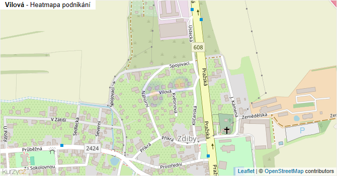 Vilová - mapa podnikání
