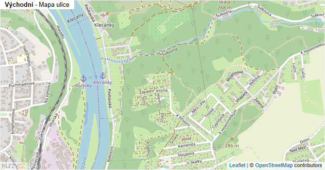 Východní - mapa ulice