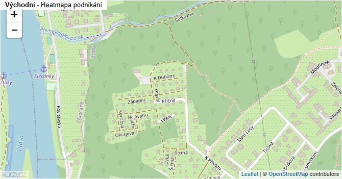 Východní - mapa podnikání