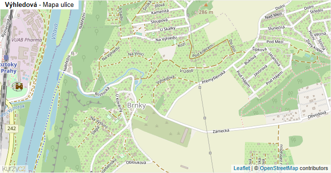 Výhledová - mapa ulice