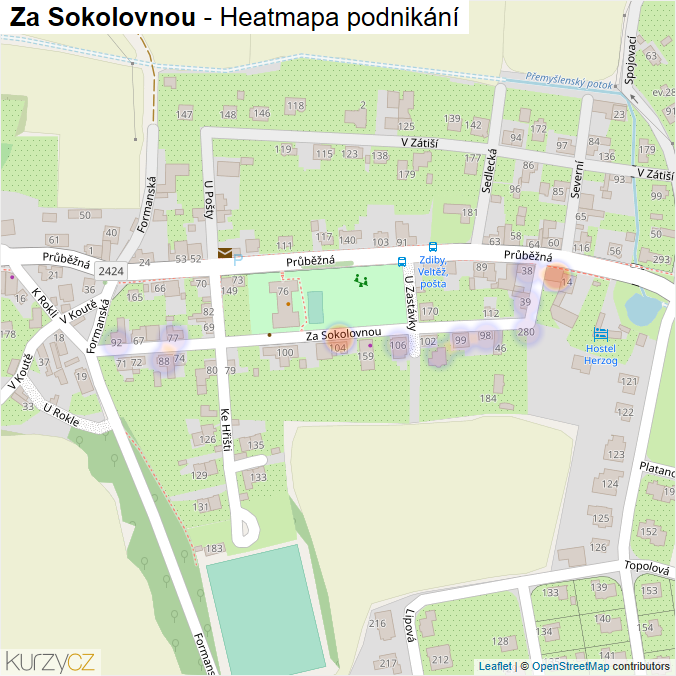 Mapa Za Sokolovnou - Firmy v ulici.