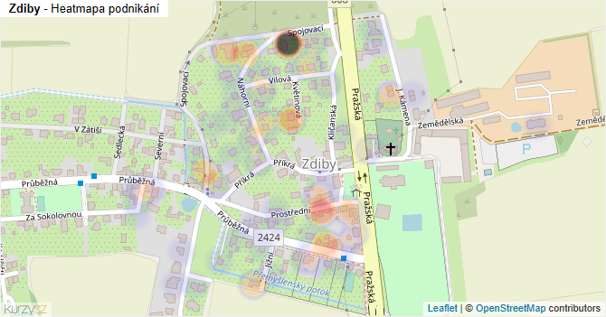 Zdiby - mapa podnikání