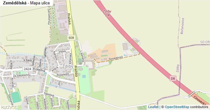 Zemědělská - mapa ulice