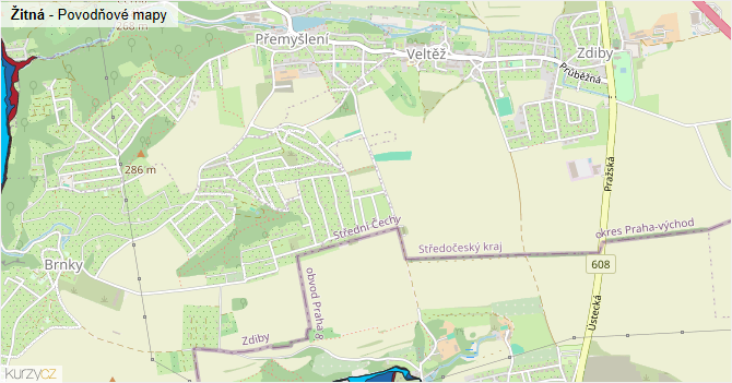 Žitná - záplavové mapy stoleté vody