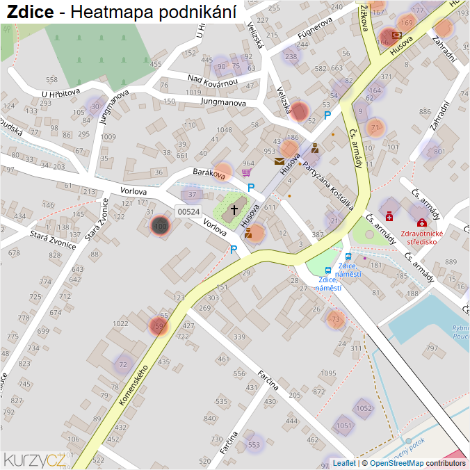 Mapa Zdice - Firmy v obci.