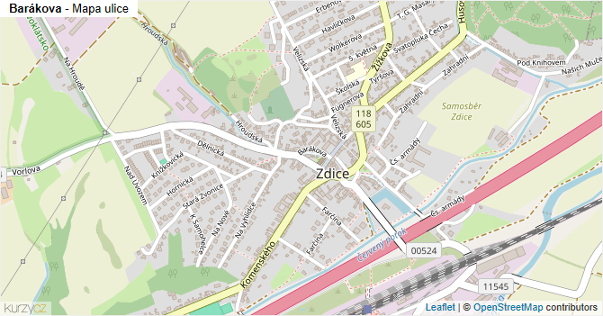 Barákova - mapa ulice