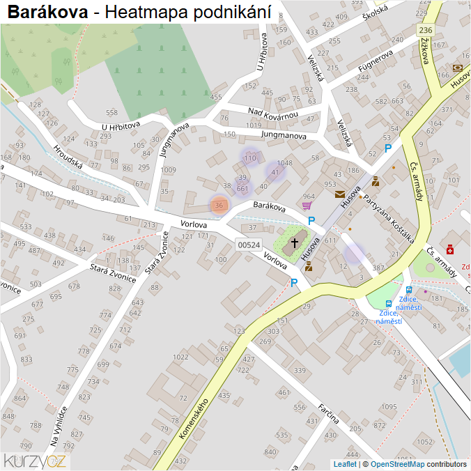 Mapa Barákova - Firmy v ulici.