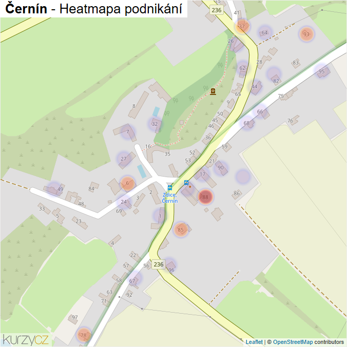 Mapa Černín - Firmy v části obce.