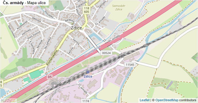 Čs. armády - mapa ulice