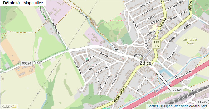 Dělnická - mapa ulice