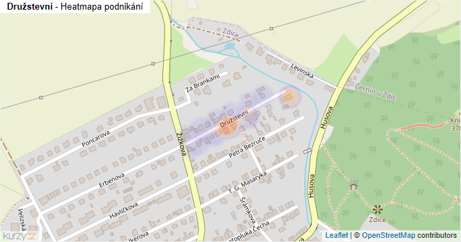 Družstevní - mapa podnikání
