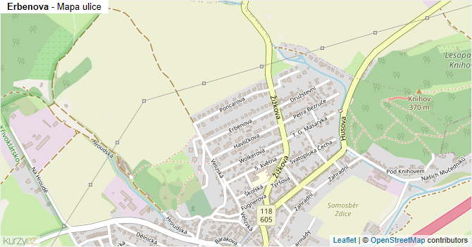 Erbenova - mapa ulice
