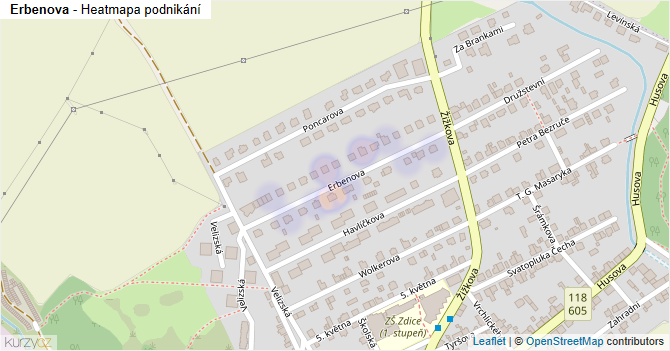 Erbenova - mapa podnikání