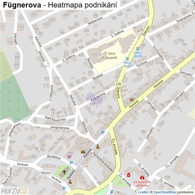 Mapa Fügnerova - Firmy v ulici.