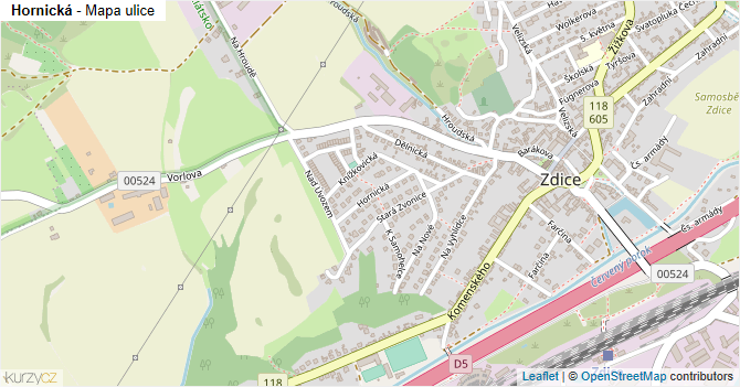 Hornická - mapa ulice