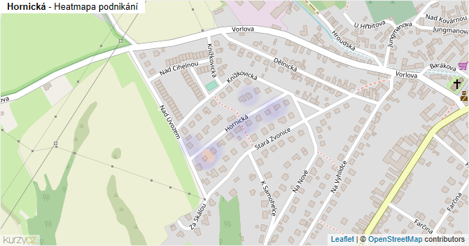 Hornická - mapa podnikání
