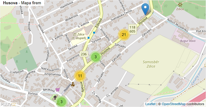 Husova - mapa firem