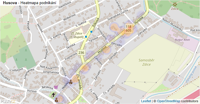 Husova - mapa podnikání