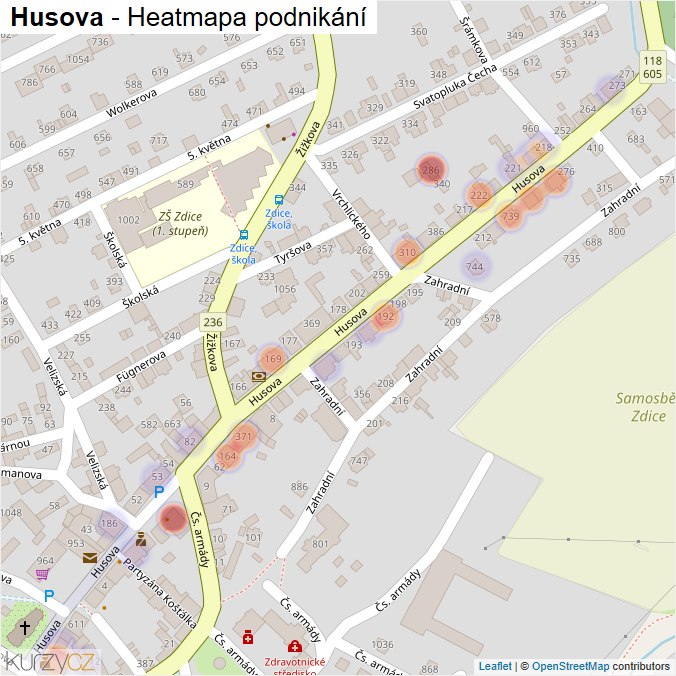 Mapa Husova - Firmy v ulici.