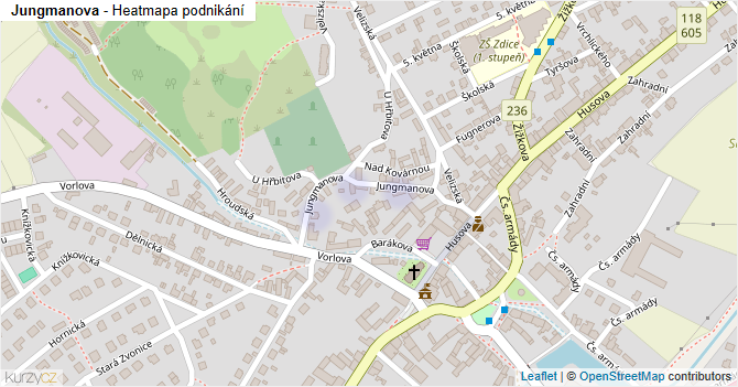 Jungmanova - mapa podnikání