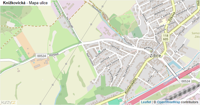 Knížkovická - mapa ulice