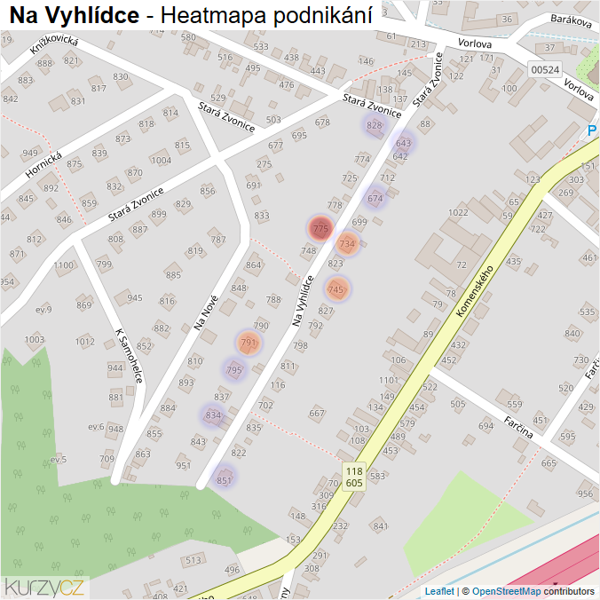 Mapa Na Vyhlídce - Firmy v ulici.