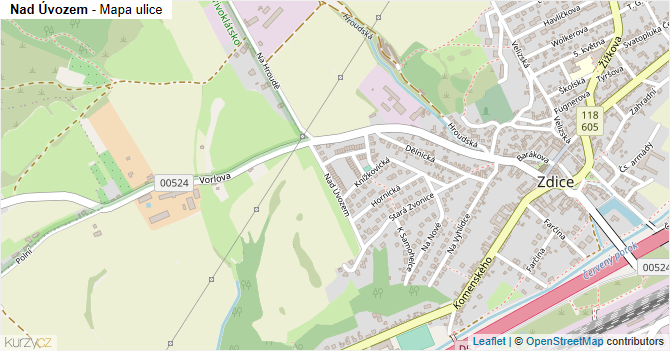 Nad Úvozem - mapa ulice
