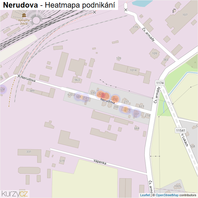 Mapa Nerudova - Firmy v ulici.