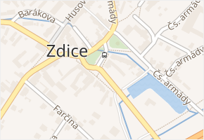 Palackého náměstí v obci Zdice - mapa ulice