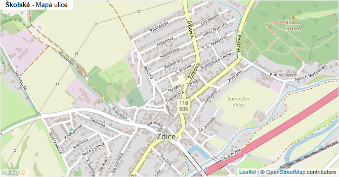 Školská - mapa ulice