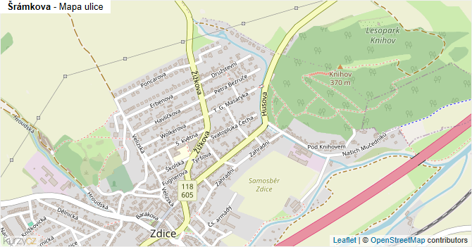 Šrámkova - mapa ulice