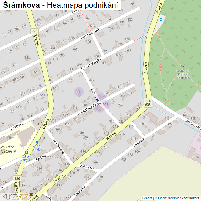 Mapa Šrámkova - Firmy v ulici.