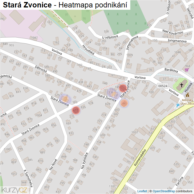 Mapa Stará Zvonice - Firmy v ulici.