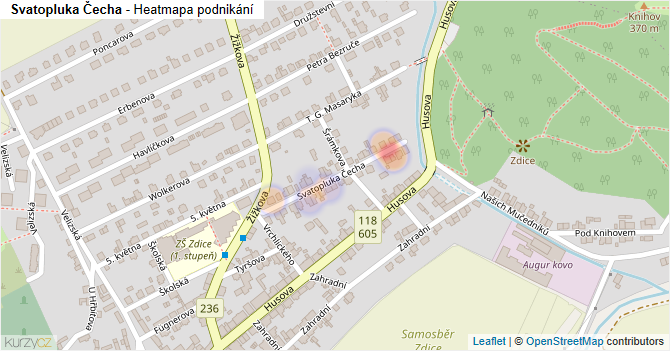 Svatopluka Čecha - mapa podnikání
