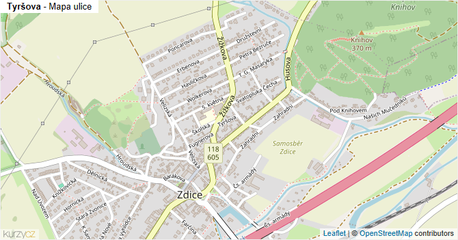 Tyršova - mapa ulice