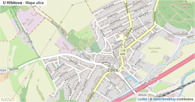 U Hřbitova - mapa ulice