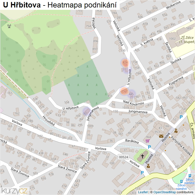 Mapa U Hřbitova - Firmy v ulici.