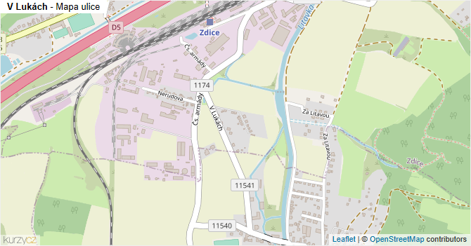 V Lukách - mapa ulice