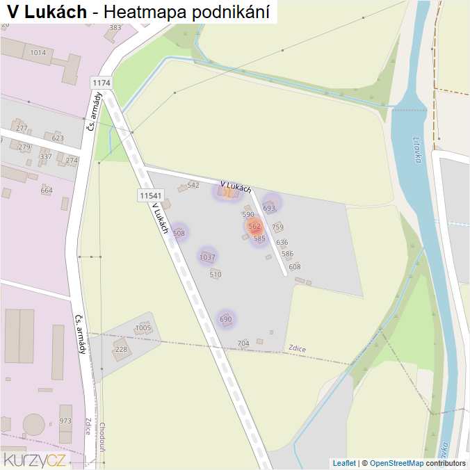 Mapa V Lukách - Firmy v ulici.