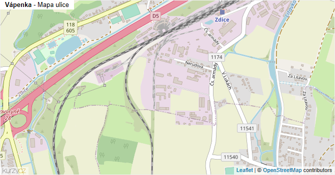 Vápenka - mapa ulice