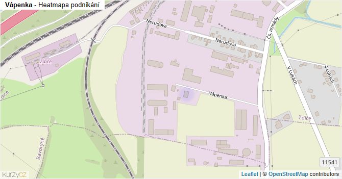 Vápenka - mapa podnikání