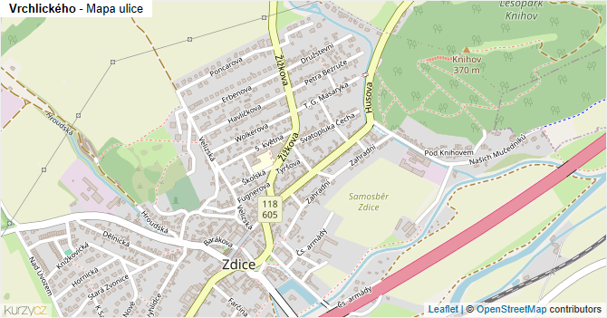 Vrchlického - mapa ulice