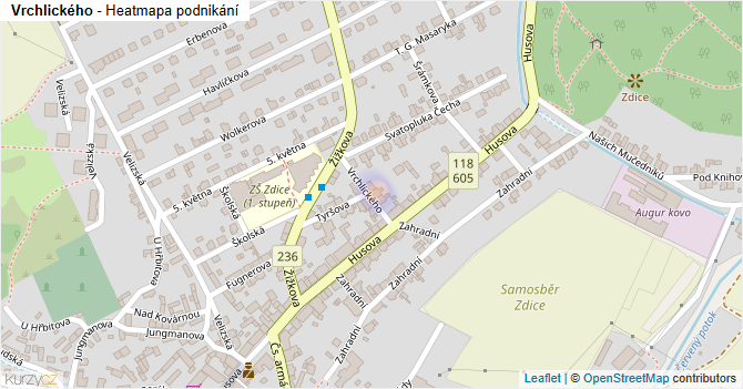Vrchlického - mapa podnikání