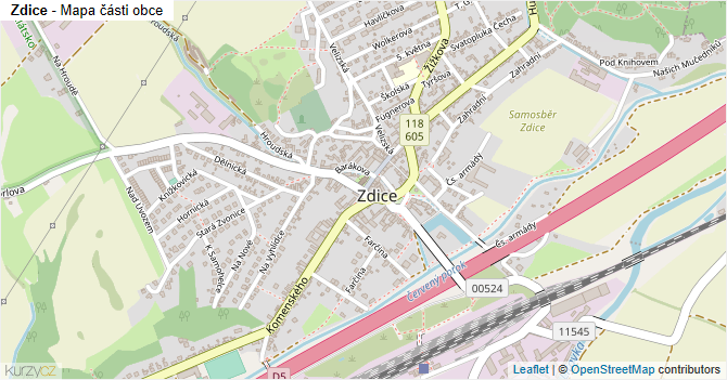 Zdice - mapa části obce