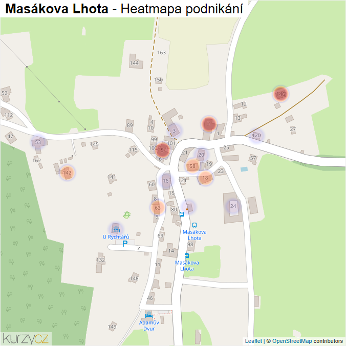Mapa Masákova Lhota - Firmy v části obce.