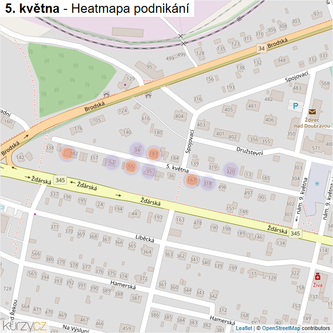 Mapa 5. května - Firmy v ulici.