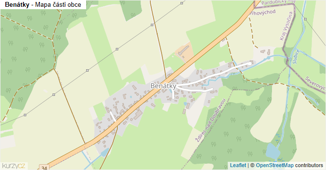 Benátky - mapa části obce