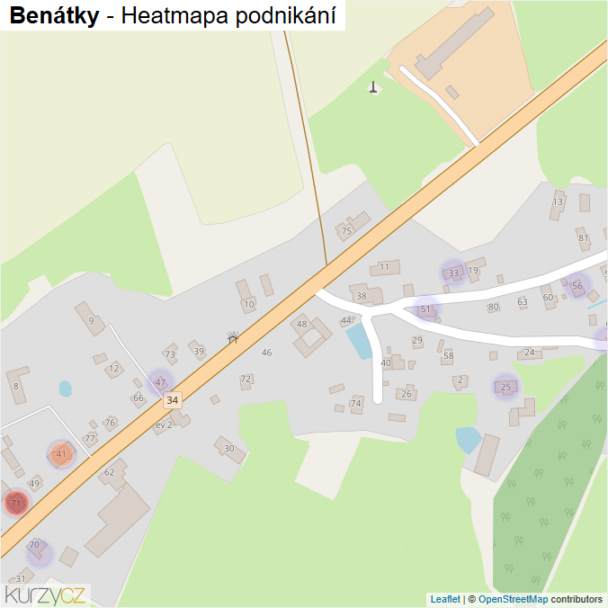 Mapa Benátky - Firmy v části obce.