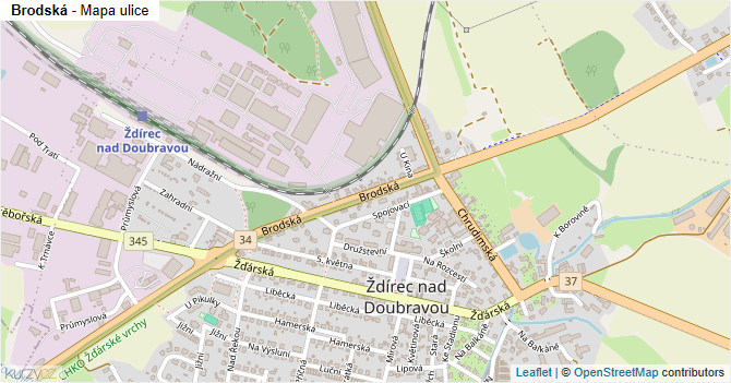 Brodská - mapa ulice