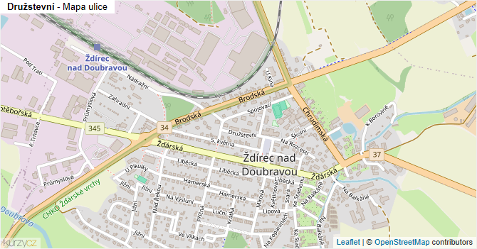 Družstevní - mapa ulice
